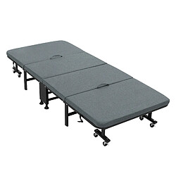 Ecd Germany Lit d'invité simple pliant cadre métallique matelas intégré en mousse 90x200 cm
