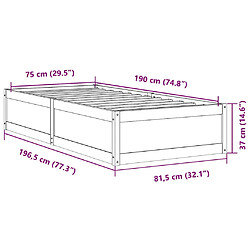 vidaXL Cadre de lit sans matelas 75x190 cm bois de pin massif pas cher