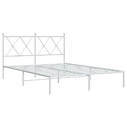 Avis vidaXL Cadre de lit métal sans matelas et tête de lit blanc 135x190 cm