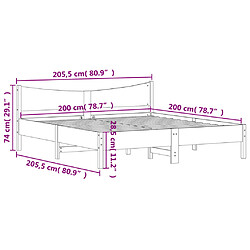 vidaXL Cadre de lit sans matelas 200x200 cm bois massif de pin pas cher