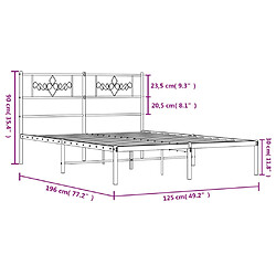 vidaXL Cadre de lit métal sans matelas et tête de lit blanc 120x190 cm pas cher