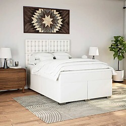 Avis vidaXL Sommier à lattes de lit avec matelas Blanc 140x200cm Similicuir