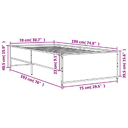 vidaXL Cadre de lit sans matelas chêne fumé 75x190 cm pas cher