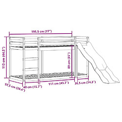 vidaXL Lit superposé avec toboggan et échelle sans matelas 90x190 cm pas cher