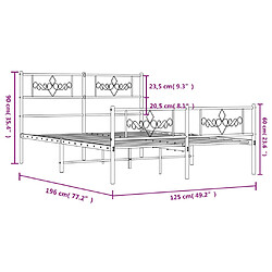 vidaXL Cadre de lit métal sans matelas et pied de lit blanc 120x190 cm pas cher