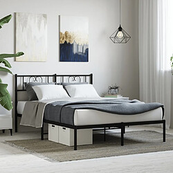 vidaXL Cadre de lit métal sans matelas avec tête de lit noir 140x190cm