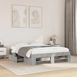 vidaXL Cadre de lit sans matelas gris béton 140x200 cm bois ingénierie