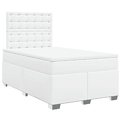 Avis vidaXL Sommier à lattes de lit avec matelas Blanc 120x200cm Similicuir