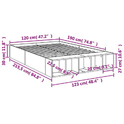 vidaXL Cadre de lit sans matelas sonoma gris 120x190 cm pas cher