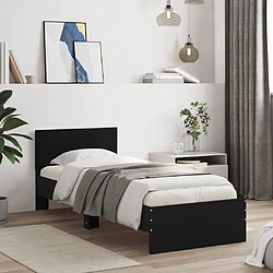 vidaXL Cadre de lit sans matelas avec tête de lit noir 75x190 cm