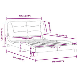 vidaXL Cadre de lit sans matelas Hvar blanc et noir 140x190 cm similicuir pas cher