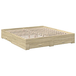 Avis vidaXL Cadre de lit avec tiroirs sans matelas chêne sonoma 200x200 cm