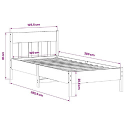 vidaXL Cadre de lit sans matelas blanc 100x200 cm bois de pin massif pas cher