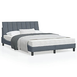 vidaXL Lit avec matelas Hanko gris foncé 120x200 cm velours