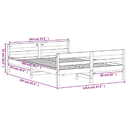 vidaXL Cadre de lit sans matelas 140x200 cm bois massif de pin pas cher