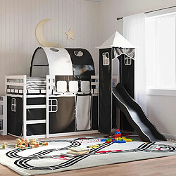 vidaXL Lit superposé sans matelas avec toboggan blanc noir 90x190 cm