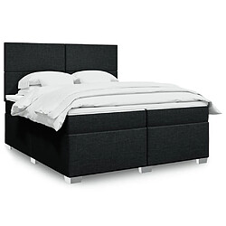 vidaXL Sommier à lattes de lit avec matelas Noir 200x200 cm Tissu