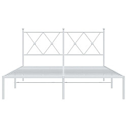 Acheter vidaXL Cadre de lit métal sans matelas et tête de lit blanc 135x190 cm