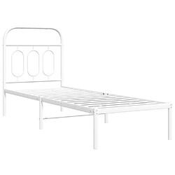 Avis vidaXL Cadre de lit métal sans matelas avec tête de lit blanc 75x190cm