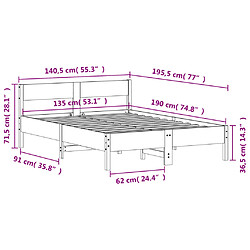 vidaXL Cadre de lit sans matelas 135x190 cm bois de pin massif pas cher