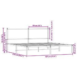vidaXL Cadre de lit en métal sans matelas chêne sonoma 183x213 cm pas cher