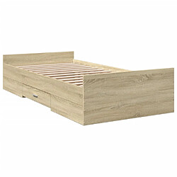 Avis vidaXL Cadre de lit avec tiroirs sans matelas chêne sonoma 75x190 cm