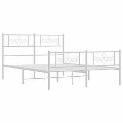 Avis vidaXL Cadre de lit métal sans matelas et pied de lit blanc 120x190 cm