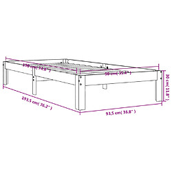 vidaXL Cadre de lit sans matelas cire marron 90x190 cm bois pin massif pas cher