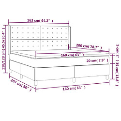 vidaXL Sommier à lattes de lit matelas et LED Marron foncé 160x200 cm pas cher