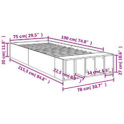 vidaXL Cadre de lit sans matelas chêne marron 75x190 cm pas cher