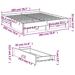vidaXL Cadre de lit avec tiroirs sans matelas chêne sonoma 200x200 cm pas cher