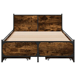 Acheter vidaXL Cadre de lit avec tiroirs sans matelas chêne fumé 75x190 cm