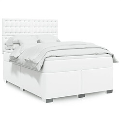 vidaXL Sommier à lattes de lit avec matelas Blanc 140x200cm Similicuir