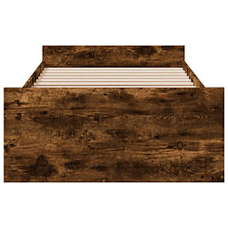 Acheter vidaXL Cadre de lit avec tiroirs sans matelas chêne fumé 75x190 cm