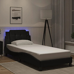 vidaXL Cadre de lit avec LED sans matelas Zadar noir 90x200 cm