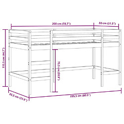 vidaXL Lit mezzanine enfants avec tunnel sans matelas 80x200 cm pas cher