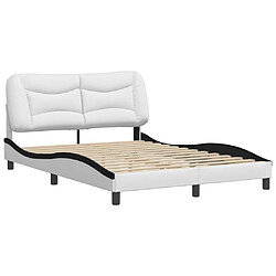 Avis vidaXL Cadre de lit sans matelas Hvar blanc et noir 140x190 cm similicuir