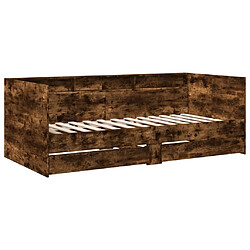 Avis vidaXL Lit de jour avec tiroirs sans matelas chêne fumé 100x200 cm