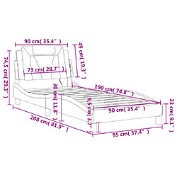 vidaXL Cadre de lit Viana avec LED sans matelas blanc 90x190 cm pas cher