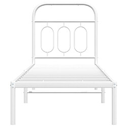 Acheter vidaXL Cadre de lit métal sans matelas avec tête de lit blanc 75x190cm