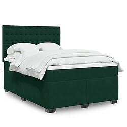 vidaXL Sommier à lattes de lit et matelas Vert foncé 140x190cm Velours