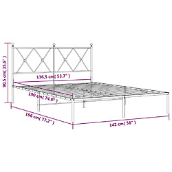 vidaXL Cadre de lit métal sans matelas et tête de lit blanc 135x190 cm pas cher