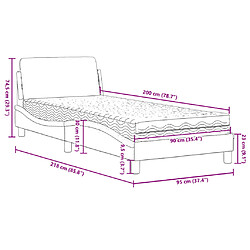 vidaXL Lit avec matelas Dover marron foncé 90x200 cm tissu pas cher