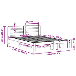 vidaXL Cadre de lit sans matelas 160x200 cm bois massif de pin pas cher