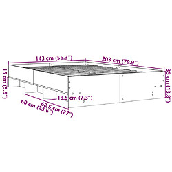 vidaXL Cadre de lit sans matelas gris béton 140x200 cm bois ingénierie pas cher