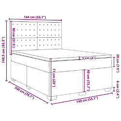 vidaXL Sommier à lattes de lit avec matelas Blanc 140x200cm Similicuir pas cher