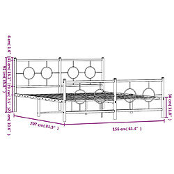 vidaXL Cadre de lit métal sans matelas et pied de lit blanc 150x200 cm pas cher