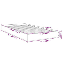 vidaXL Cadre de lit sans matelas chêne marron 75x190cm bois ingénierie pas cher
