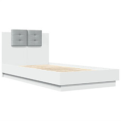 Avis vidaXL Cadre de lit avec LED sans matelas blanc 75x190 cm