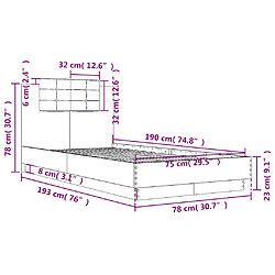 vidaXL Cadre de lit avec LED sans matelas blanc 75x190 cm pas cher